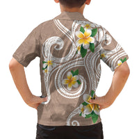 Kanaka Maoli Hawaii Plumeria Family Matching Summer Maxi Dress and Hawaiian Shirt Dancing Tentacles Beige Style LT7 - Polynesian Pride