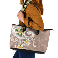 Kanaka Maoli Hawaii Plumeria Leather Tote Bag Dancing Tentacles Beige Style LT7 Beige - Polynesian Pride