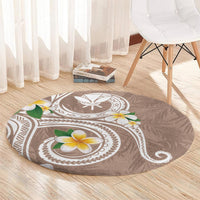 Kanaka Maoli Hawaii Plumeria Round Carpet Dancing Tentacles Beige Style LT7