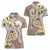 Kanaka Maoli Hawaii Plumeria Women Polo Shirt Dancing Tentacles Beige Style