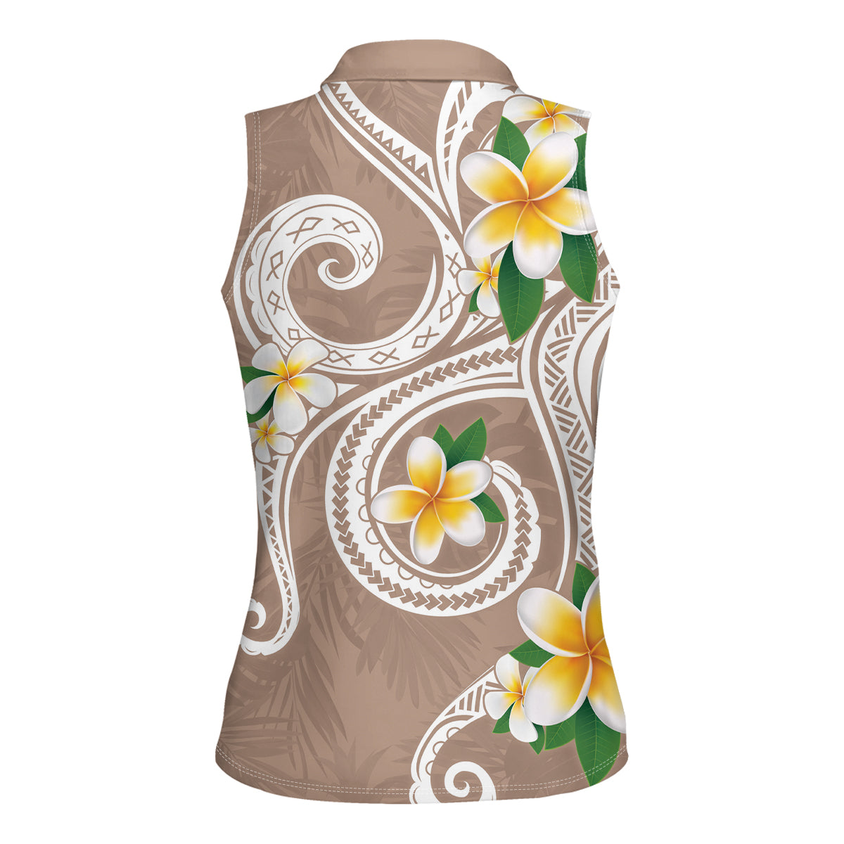 Kanaka Maoli Hawaii Plumeria Women Sleeveless Polo Shirt Dancing Tentacles Beige Style LT7 - Polynesian Pride