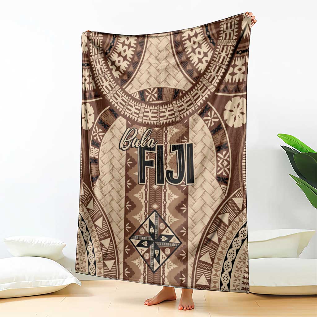 Bula Fiji Vintage Blanket Brown Masi Motifs LT7 - Polynesian Pride
