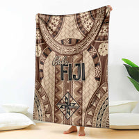 Bula Fiji Vintage Blanket Brown Masi Motifs LT7 - Polynesian Pride