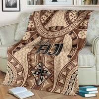 Bula Fiji Vintage Blanket Brown Masi Motifs LT7 - Polynesian Pride