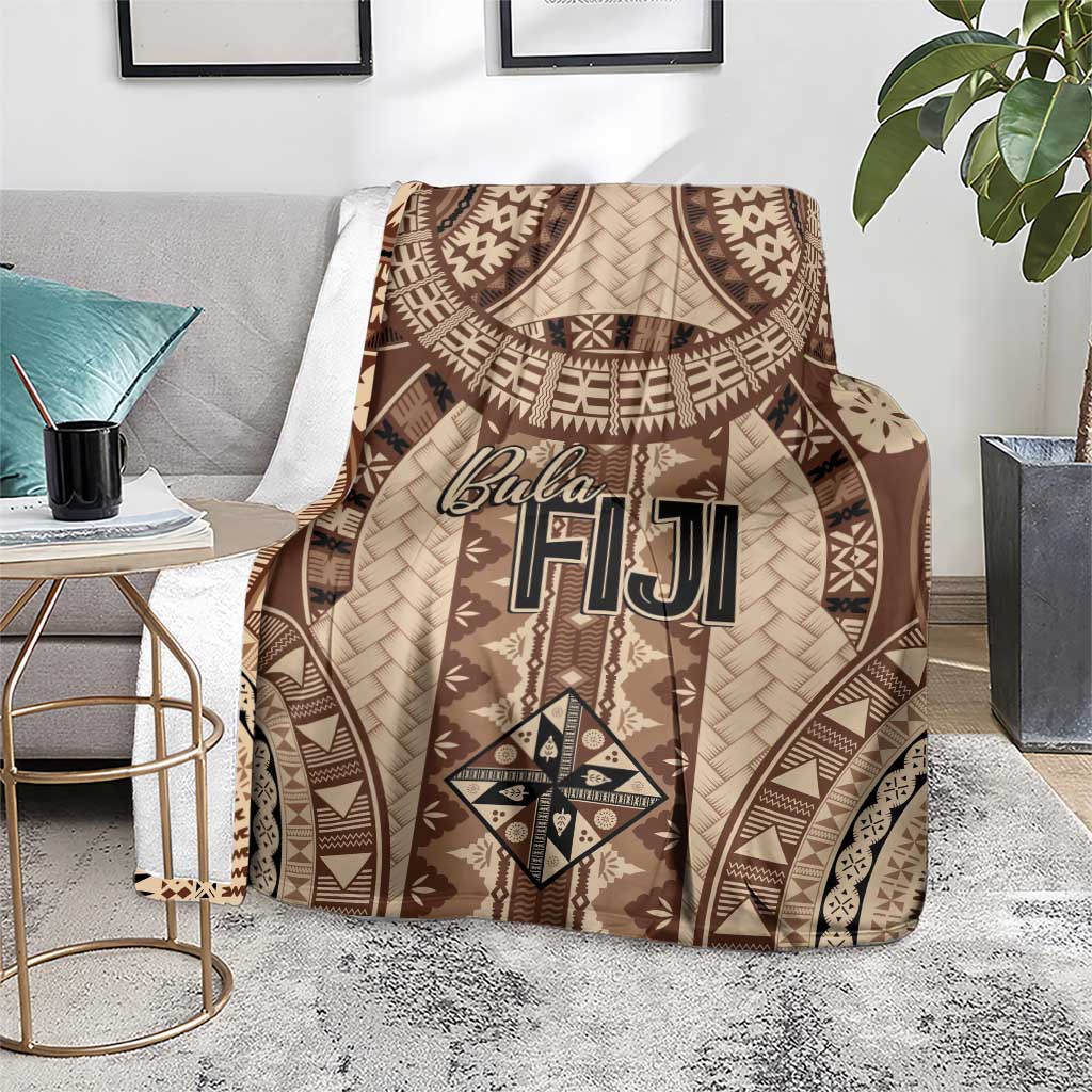 Bula Fiji Vintage Blanket Brown Masi Motifs LT7 - Polynesian Pride