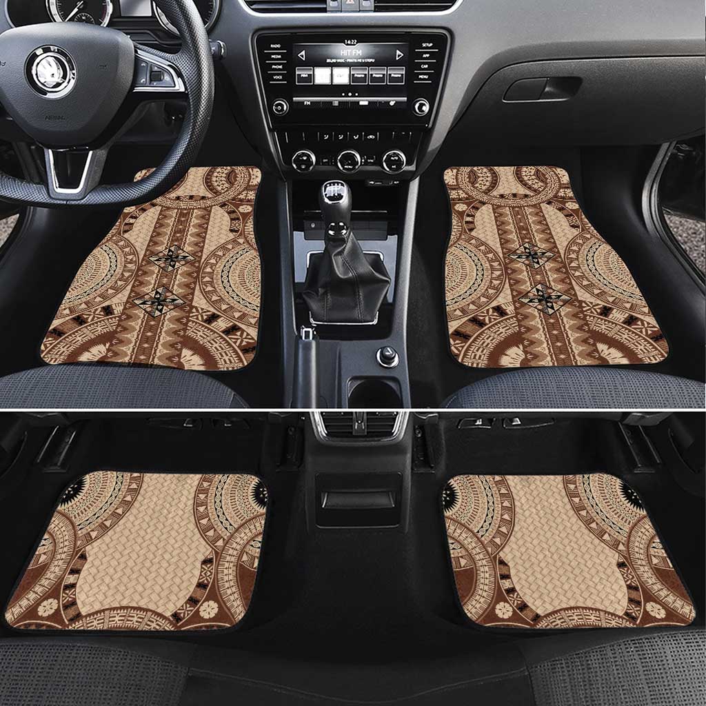 Bula Fiji Vintage Car Mats Brown Masi Motifs LT7 Set 4pcs Brown - Polynesian Pride