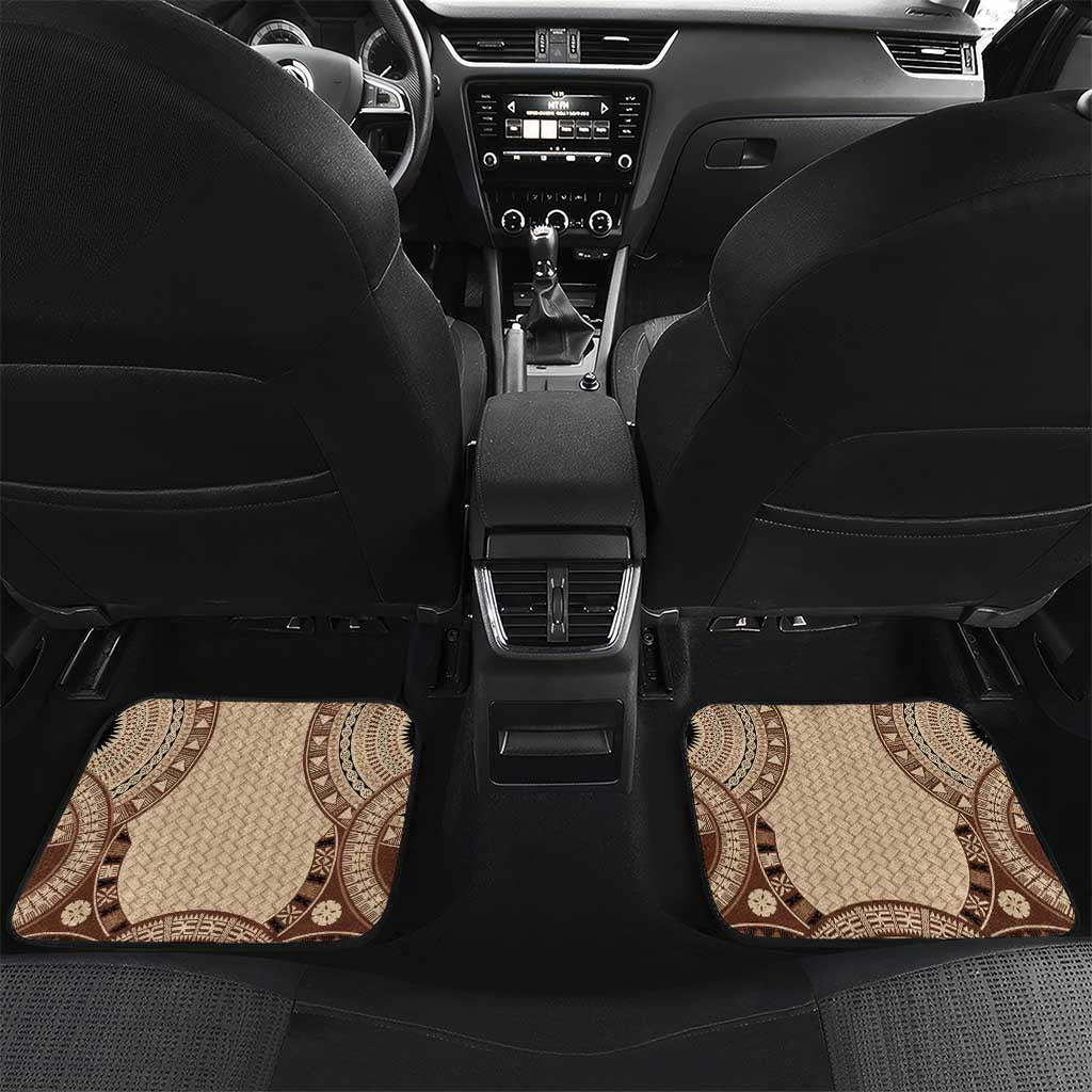 Bula Fiji Vintage Car Mats Brown Masi Motifs LT7 Set 2pcs - Back Brown - Polynesian Pride