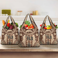 Bula Fiji Vintage Grocery Bag Brown Masi Motifs LT7 3-pack One Size Brown - Polynesian Pride