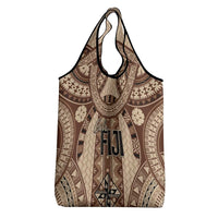 Bula Fiji Vintage Grocery Bag Brown Masi Motifs LT7 - Polynesian Pride