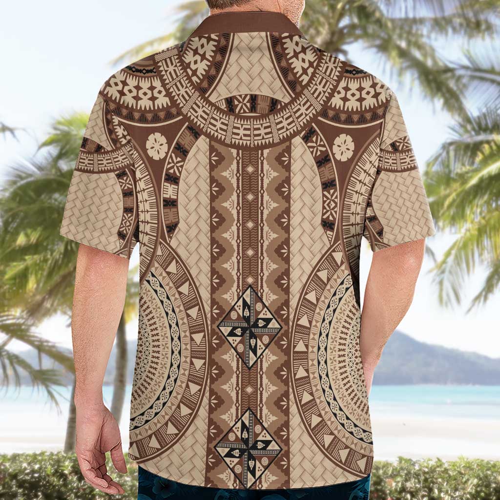 Bula Fiji Vintage Hawaiian Shirt Brown Masi Motifs