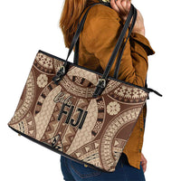 Bula Fiji Vintage Leather Tote Bag Brown Masi Motifs