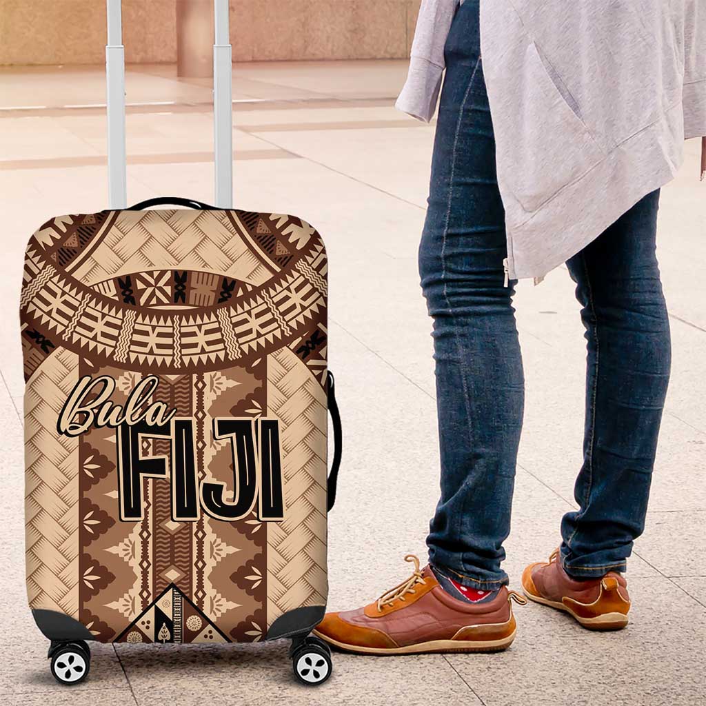 Bula Fiji Vintage Luggage Cover Brown Masi Motifs