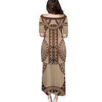 Bula Fiji Vintage Puletasi Brown Masi Motifs