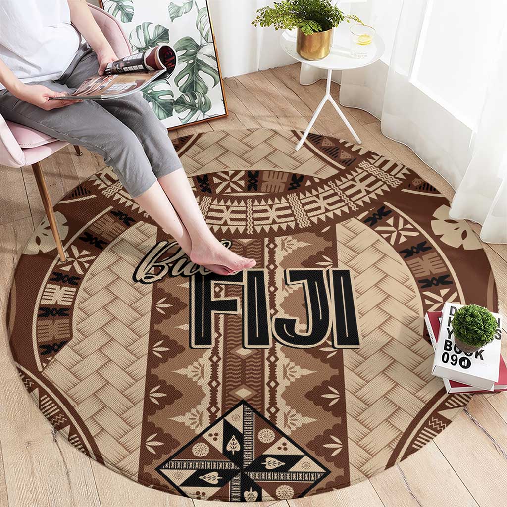 Bula Fiji Vintage Round Carpet Brown Masi Motifs