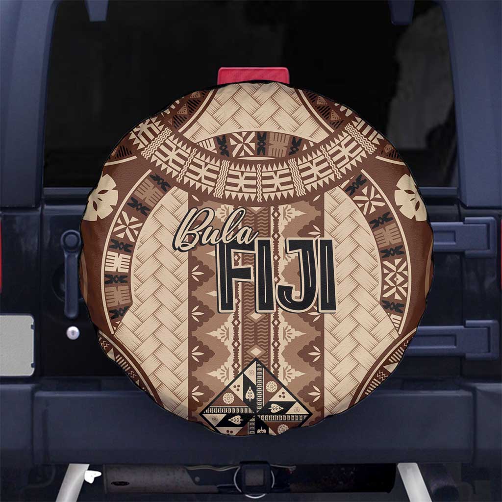 Bula Fiji Vintage Spare Tire Cover Brown Masi Motifs