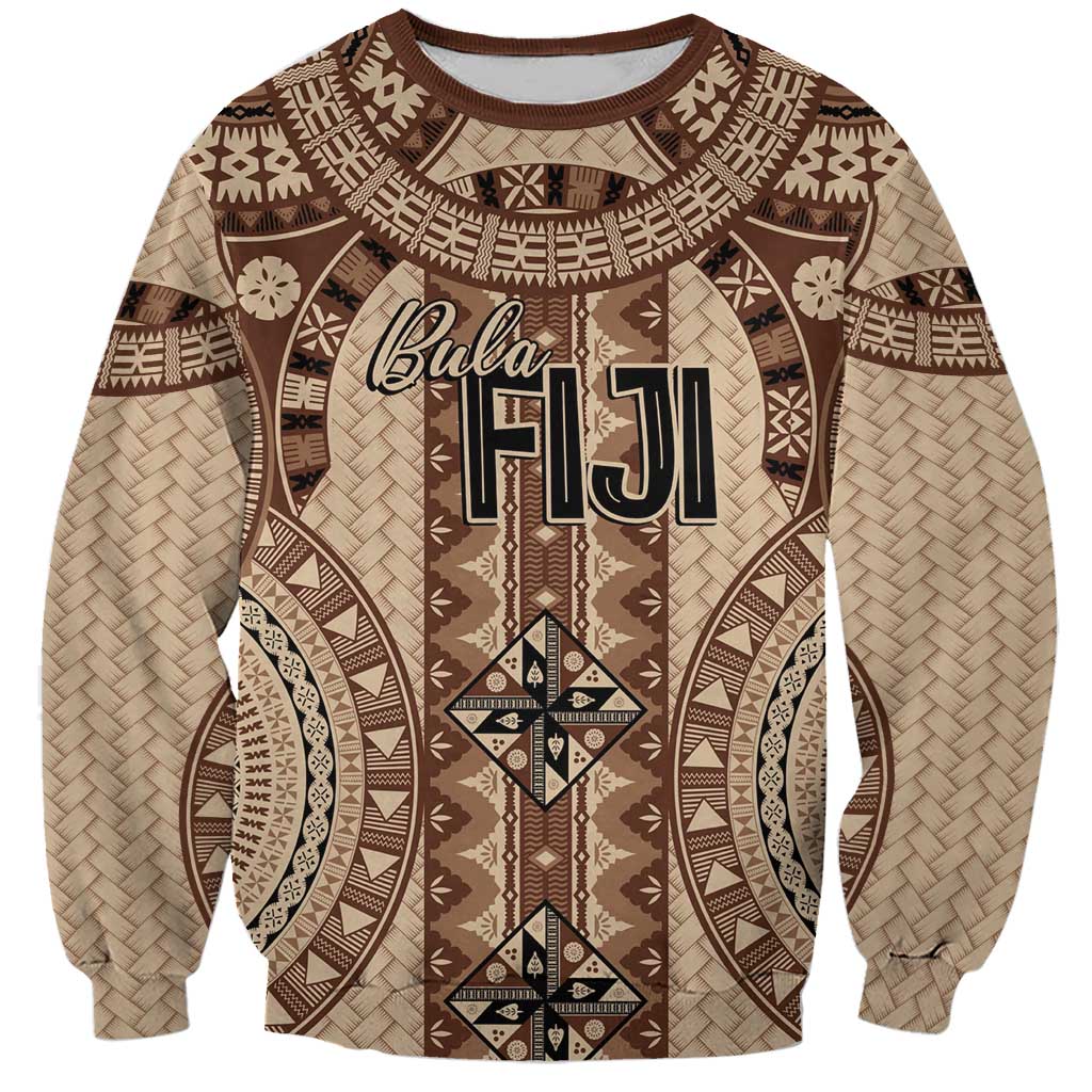 Bula Fiji Vintage Sweatshirt Brown Masi Motifs