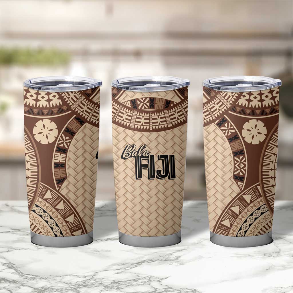 Bula Fiji Vintage Tumbler Cup Brown Masi Motifs