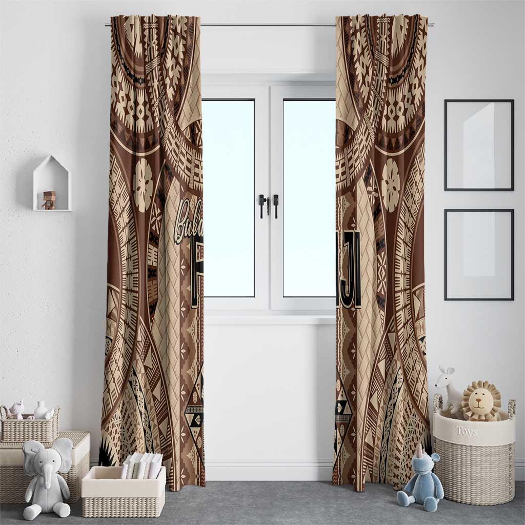 Bula Fiji Vintage Window Curtain Brown Masi Motifs LT7 - Polynesian Pride
