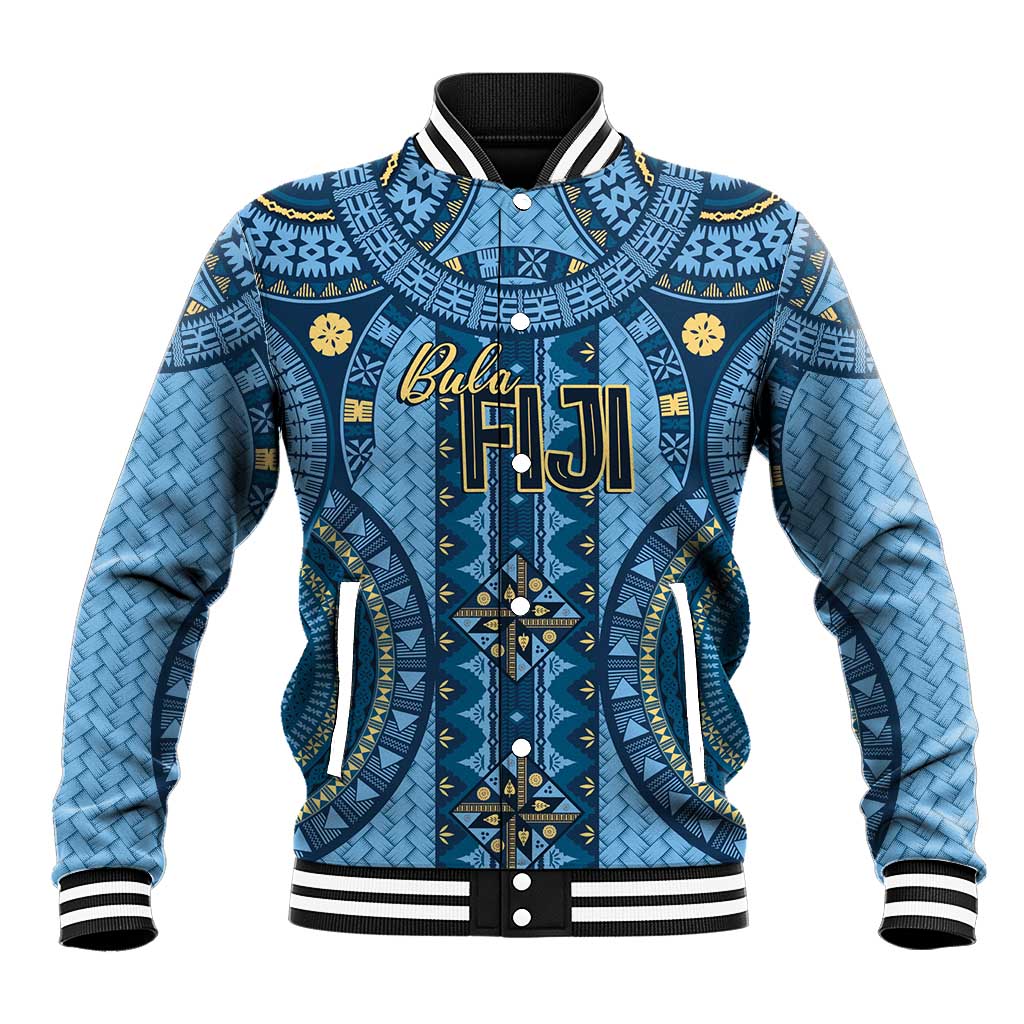 Bula Fiji Vintage Baseball Jacket Prussian Blue Masi Motifs