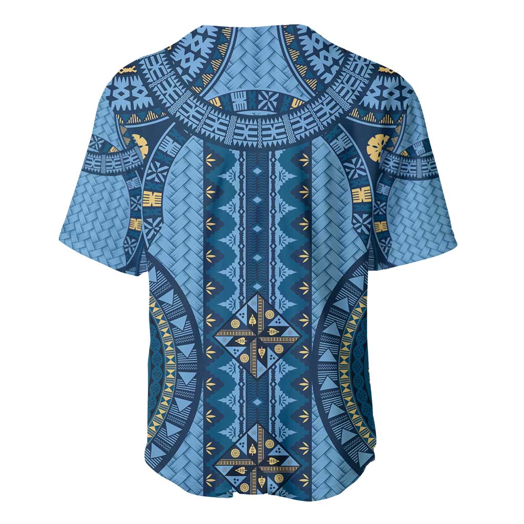 Bula Fiji Vintage Baseball Jersey Prussian Blue Masi Motifs