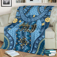 Bula Fiji Vintage Blanket Prussian Blue Masi Motifs LT7 - Polynesian Pride