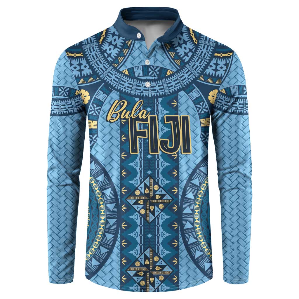 Bula Fiji Vintage Button Sweatshirt Prussian Blue Masi Motifs