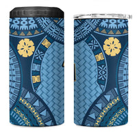 Bula Fiji Vintage 4 in 1 Can Cooler Tumbler Prussian Blue Masi Motifs LT7 One Size: 16 oz Prussian Blue - Polynesian Pride