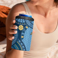 Bula Fiji Vintage 4 in 1 Can Cooler Tumbler Prussian Blue Masi Motifs LT7 - Polynesian Pride
