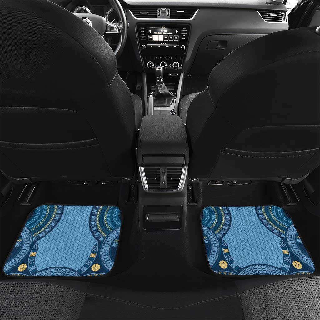 Bula Fiji Vintage Car Mats Prussian Blue Masi Motifs LT7 Set 2pcs - Back Prussian Blue - Polynesian Pride