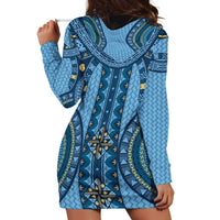 Bula Fiji Vintage Hoodie Dress Prussian Blue Masi Motifs LT7 - Polynesian Pride