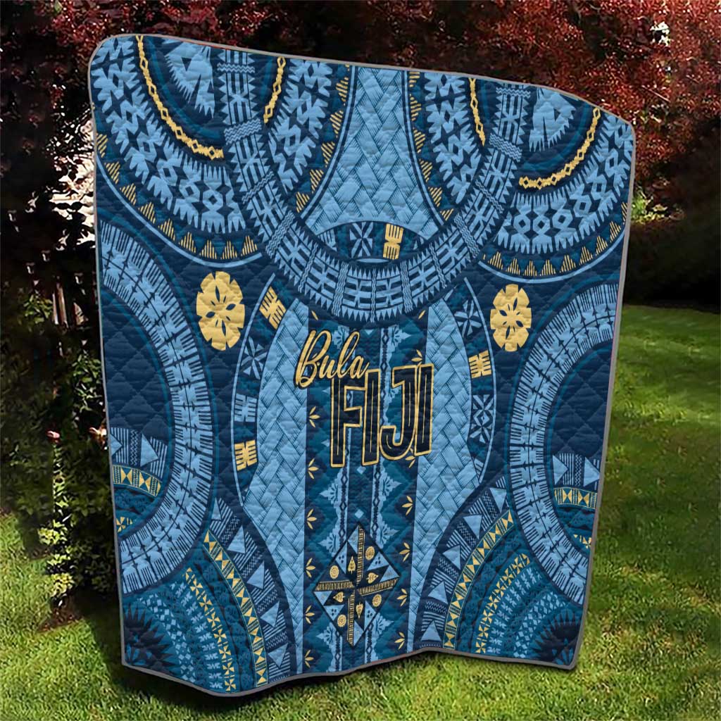 Bula Fiji Vintage Quilt Prussian Blue Masi Motifs