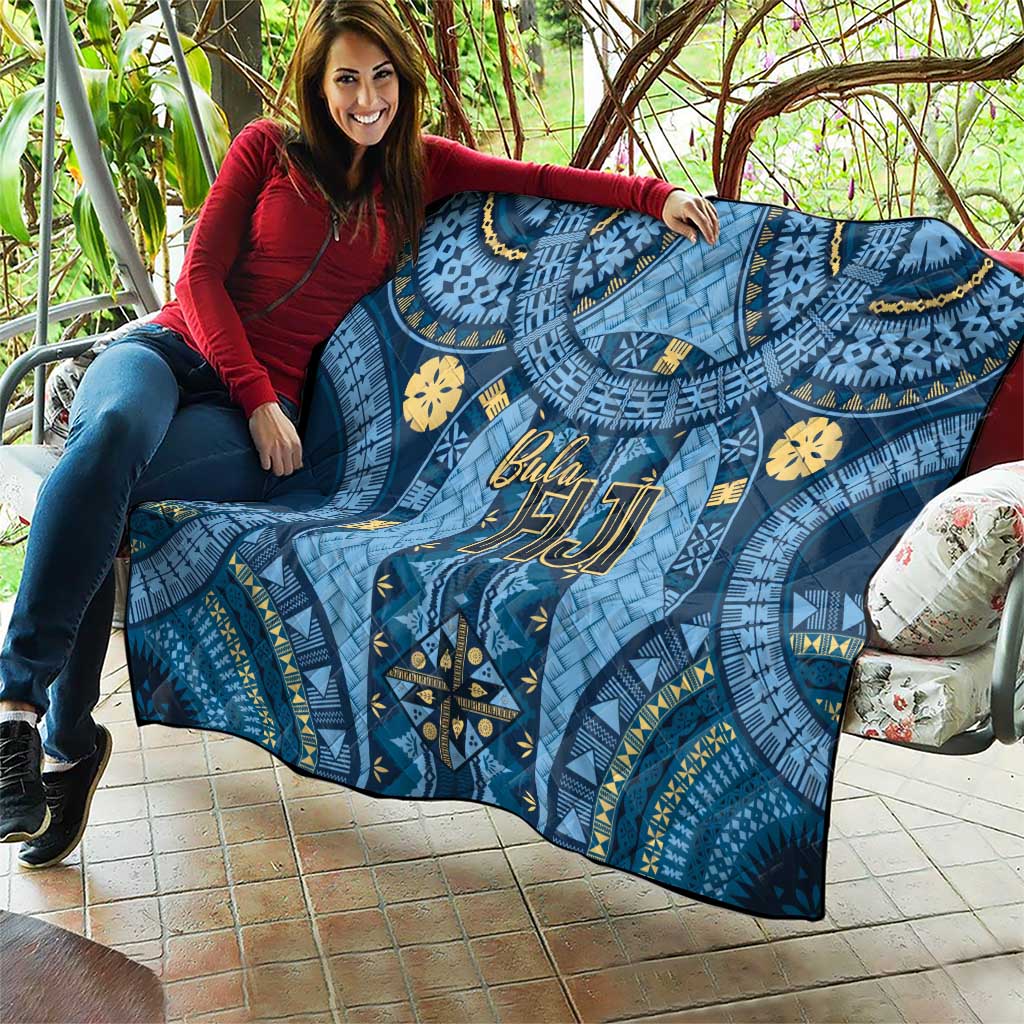 Bula Fiji Vintage Quilt Prussian Blue Masi Motifs
