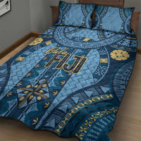 Bula Fiji Vintage Quilt Bed Set Prussian Blue Masi Motifs