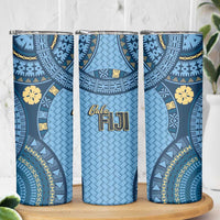 Bula Fiji Vintage Skinny Tumbler Prussian Blue Masi Motifs LT7 - Polynesian Pride