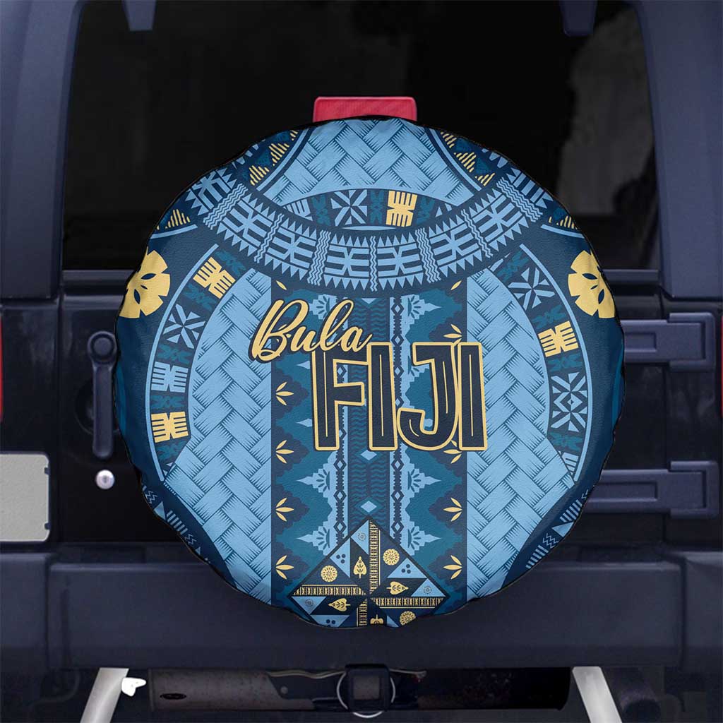 Bula Fiji Vintage Spare Tire Cover Prussian Blue Masi Motifs