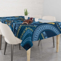 Bula Fiji Vintage Tablecloth Prussian Blue Masi Motifs