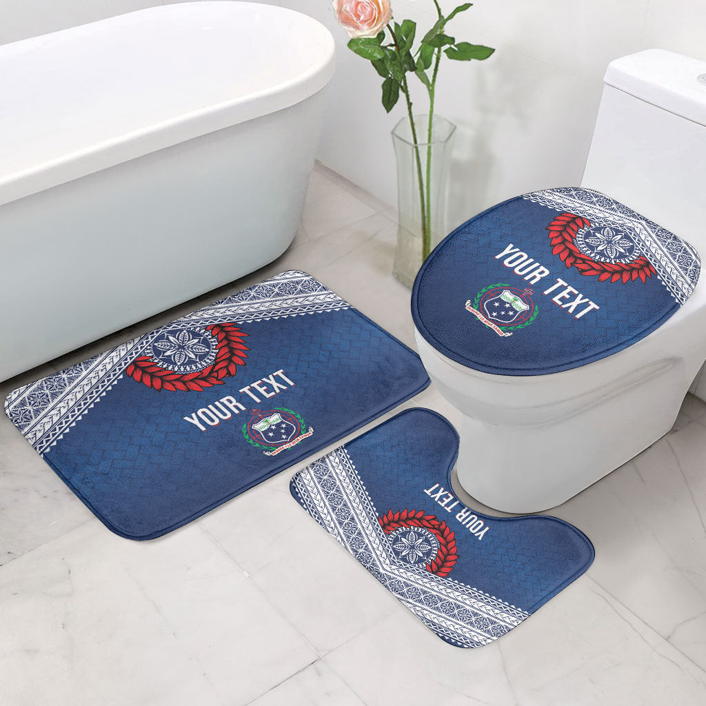 Manu Samoa Rugby Custom Navy Blue Bathroom Set ʻIe Toga Pattern With Red Ula fala LT7 - Polynesian Pride