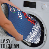 Manu Samoa Rugby Custom Navy Blue Bathroom Set ʻIe Toga Pattern With Red Ula fala LT7 - Polynesian Pride