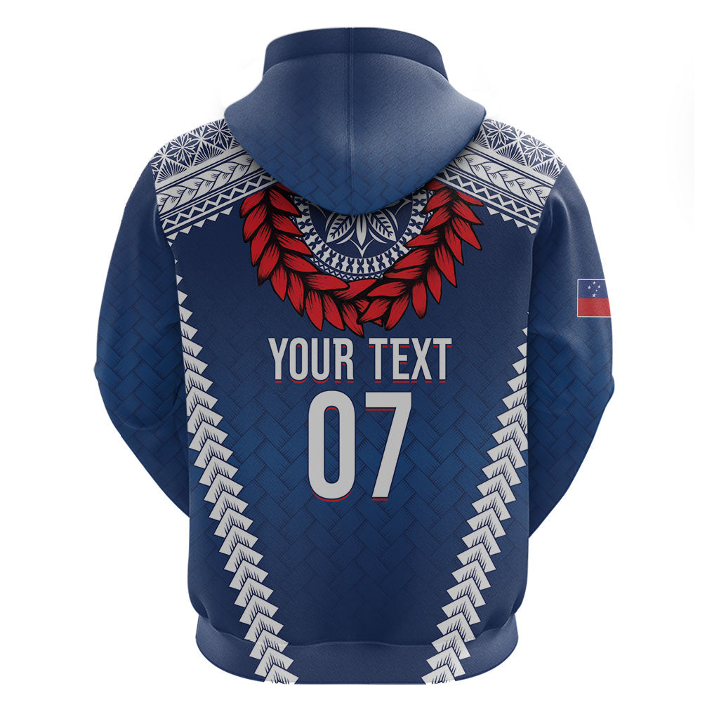 Manu Samoa Rugby Custom Navy Blue Hoodie ʻIe Toga Pattern With Red Ula fala LT7 - Polynesian Pride
