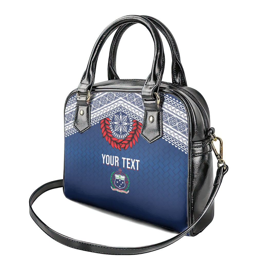Manu Samoa Rugby Custom Navy Blue Shoulder Handbag ʻIe Toga Pattern With Red Ula fala LT7 - Polynesian Pride