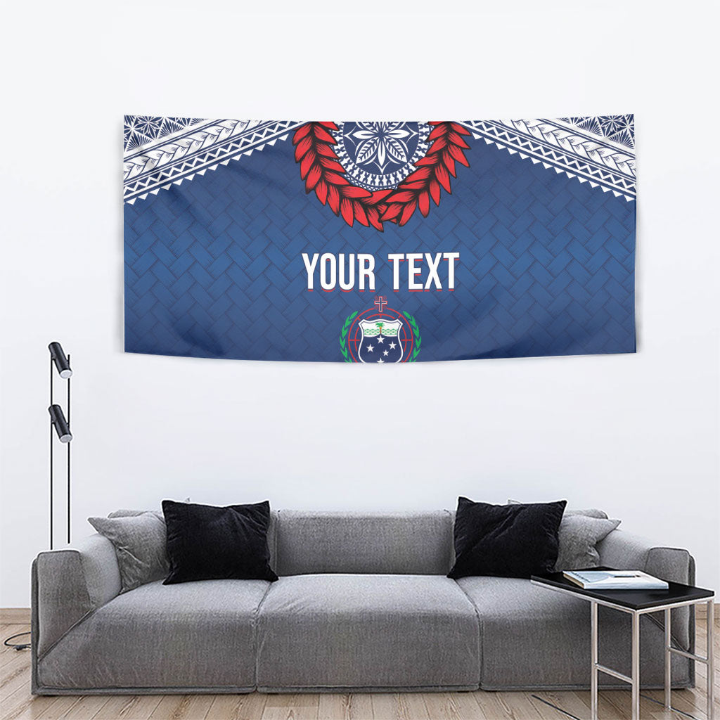 Manu Samoa Rugby Custom Navy Blue Tapestry ʻIe Toga Pattern With Red Ula fala LT7 - Polynesian Pride