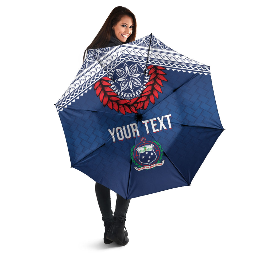 Manu Samoa Rugby Custom Navy Blue Umbrella ʻIe Toga Pattern With Red Ula fala LT7 - Polynesian Pride