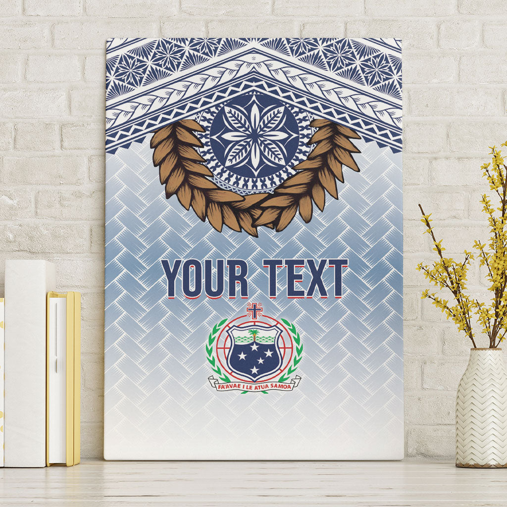 Manu Samoa Rugby Custom White Canvas Wall Art ʻIe Toga Pattern With Brown Ula fala LT7 Without Frame White - Polynesian Pride