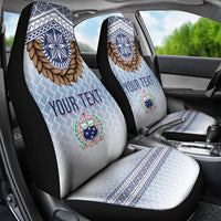 Manu Samoa Rugby Custom White Car Seat Cover ʻIe Toga Pattern With Brown Ula fala LT7 - Polynesian Pride
