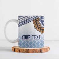 Manu Samoa Rugby Custom White Ceramic Mug ʻIe Toga Pattern With Brown Ula fala LT7 White - Polynesian Pride