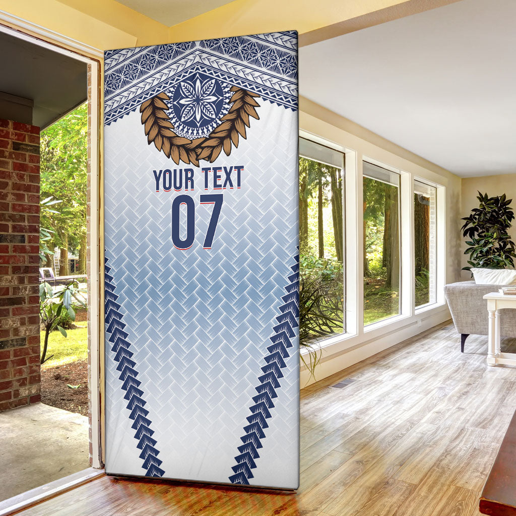 Manu Samoa Rugby Custom White Door Cover ʻIe Toga Pattern With Brown Ula fala LT7 - Polynesian Pride
