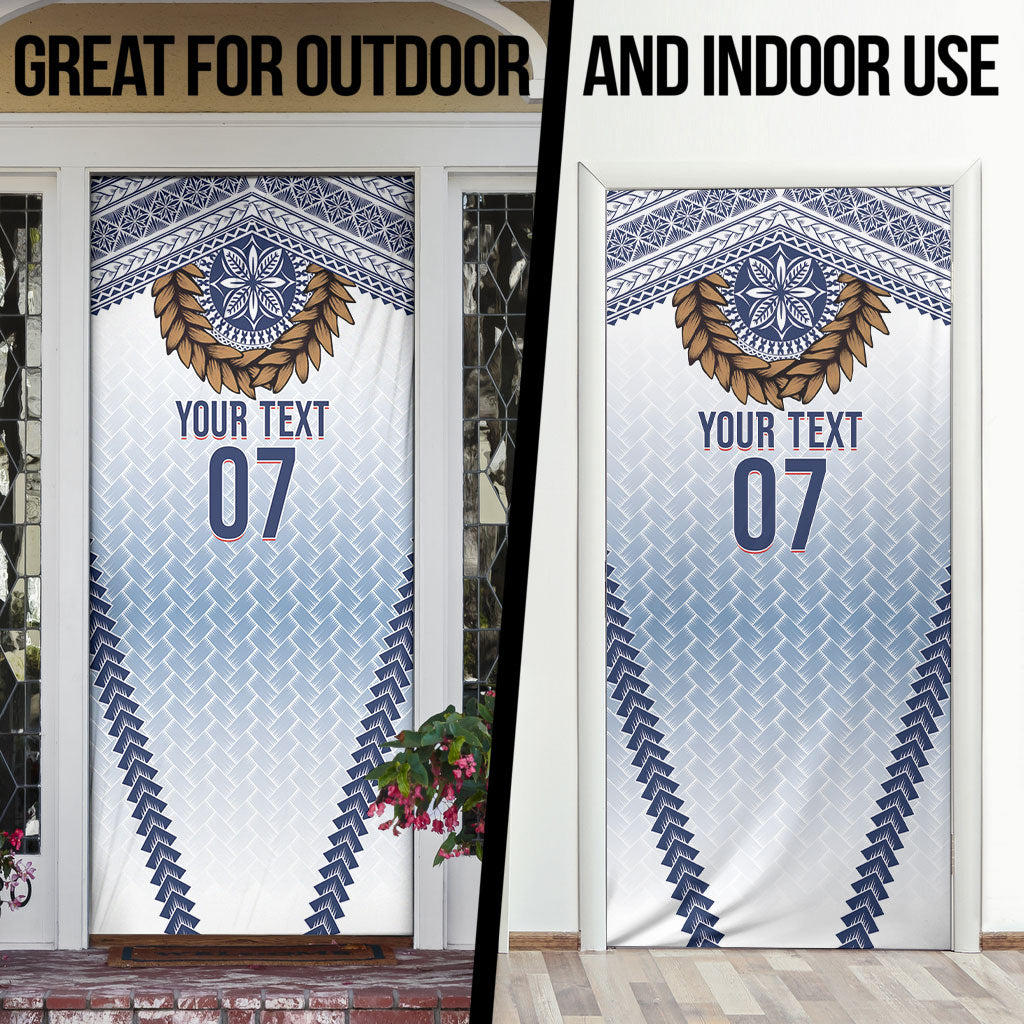 Manu Samoa Rugby Custom White Door Cover ʻIe Toga Pattern With Brown Ula fala LT7 - Polynesian Pride