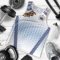 Manu Samoa Rugby Custom White Men Tank Top ʻIe Toga Pattern With Brown Ula fala LT7 - Polynesian Pride
