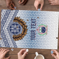 Manu Samoa Rugby Custom White Puzzle ʻIe Toga Pattern With Brown Ula fala LT7 - Polynesian Pride