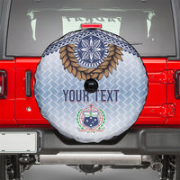 Manu Samoa Rugby Custom White Spare Tire Cover ʻIe Toga Pattern With Brown Ula fala LT7 - Polynesian Pride